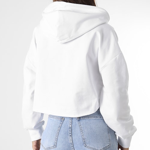 Sweat Capuche Crop Femme Badge 6126 Blanc