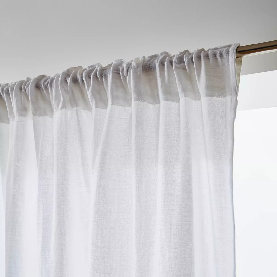 Rideau gaze de coton galon fronceur (180 x 240 cm) Gaïa Gris nuage