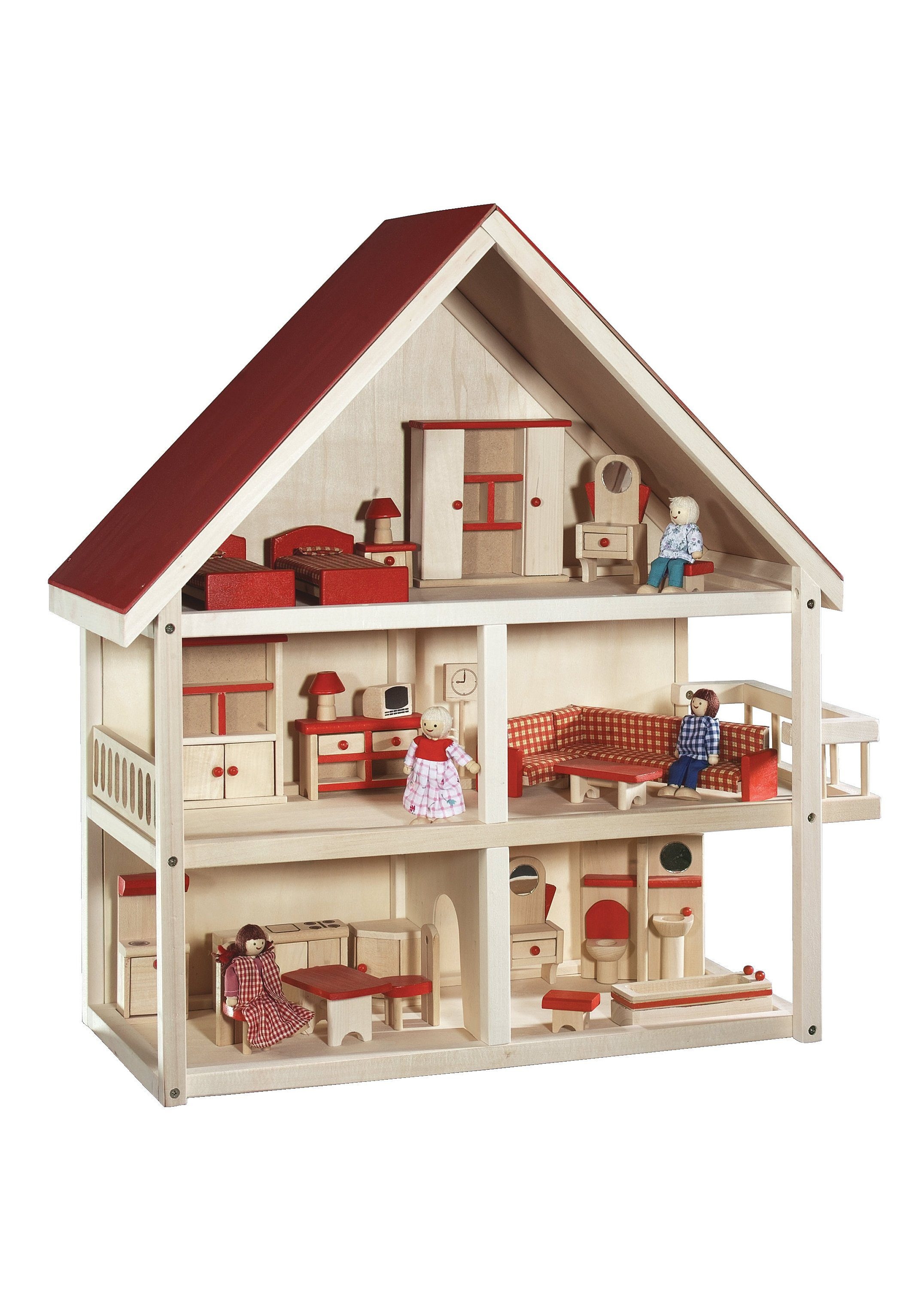 roba® Puppenhaus »Villa Bunt« 3-stöckig, inkl. Möbel und Puppen