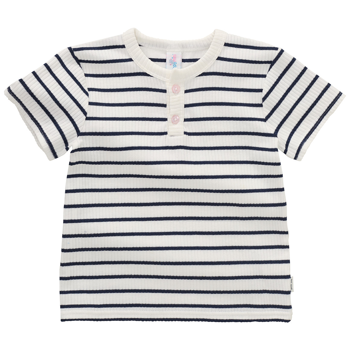 Topomini Baby T-Shirt mit Ripp-Struktur dunkelblau / cremeweiss