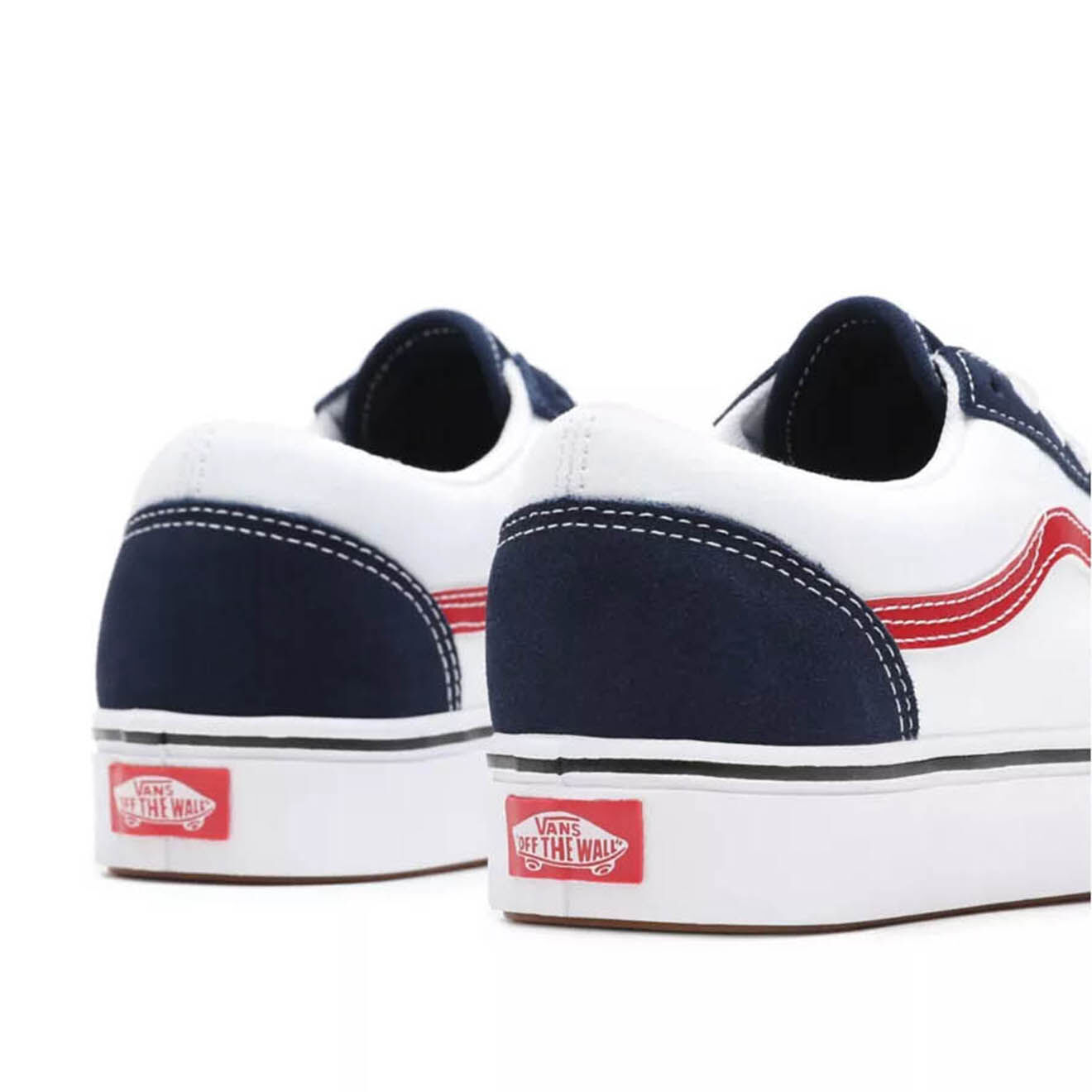 Vans Sneakers en Toile & Velours de Cuir Tri-Tone ComfyCush Old Skool blanc/bleu/rouge