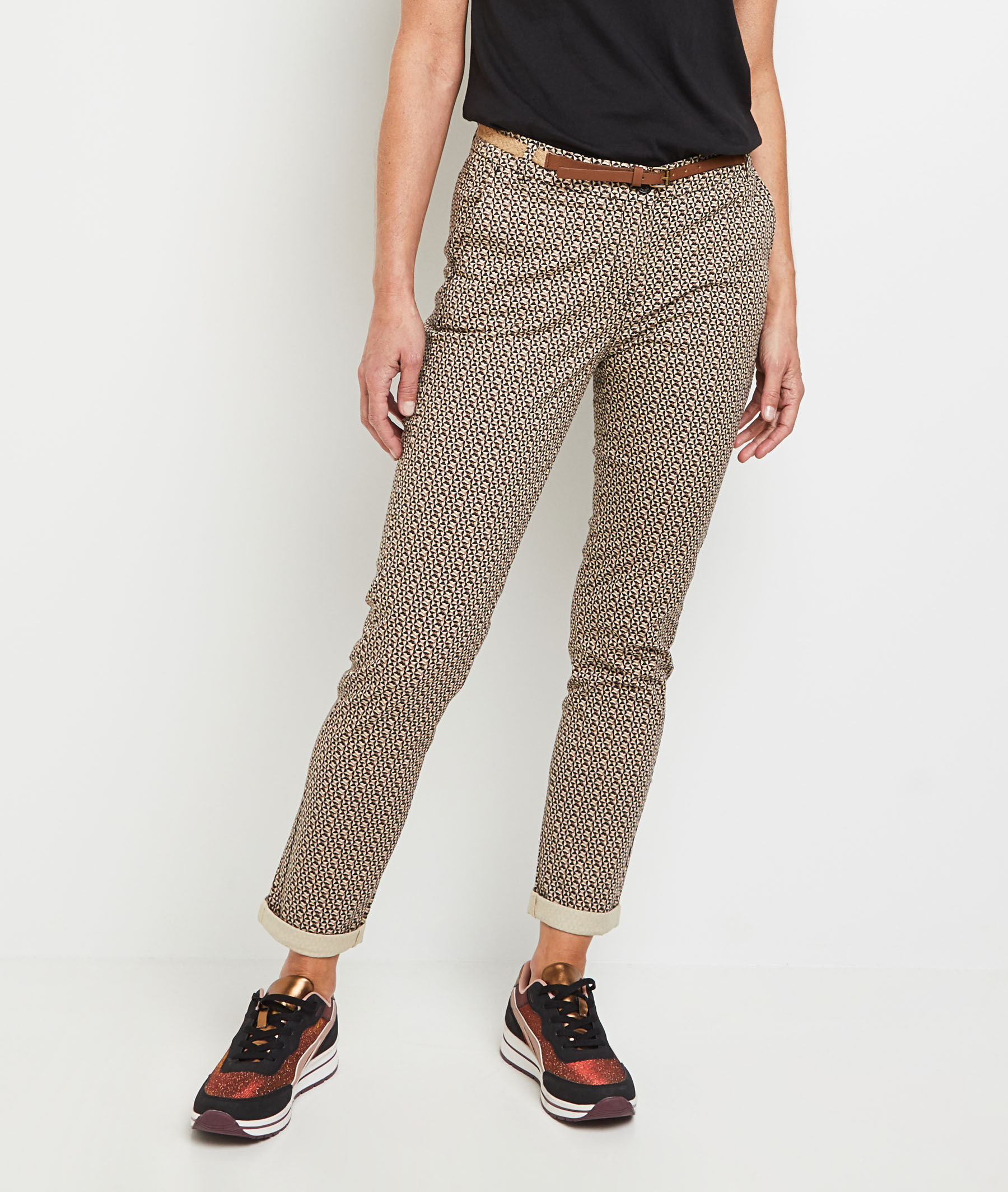 Pantalon imprimé femme - MARRON