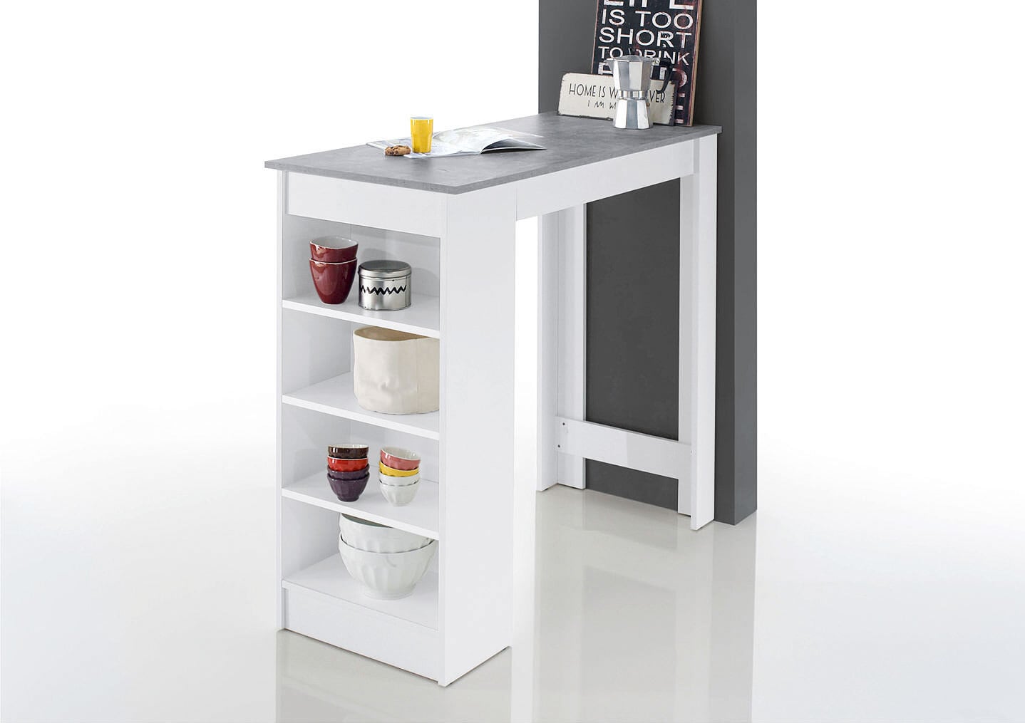 Bartisch Mojito Beton Nachbildung/Weiß 115x103x50 cm