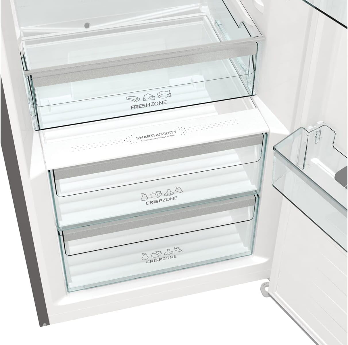 Gorenje R 619 DAXL6 Réfrigérateur/AdaptTech/FreshZone/Refroidissement par circulation d'air, écran LED, 398 l, 185 cm, classe d'efficacité énergétique D/acier inoxydable