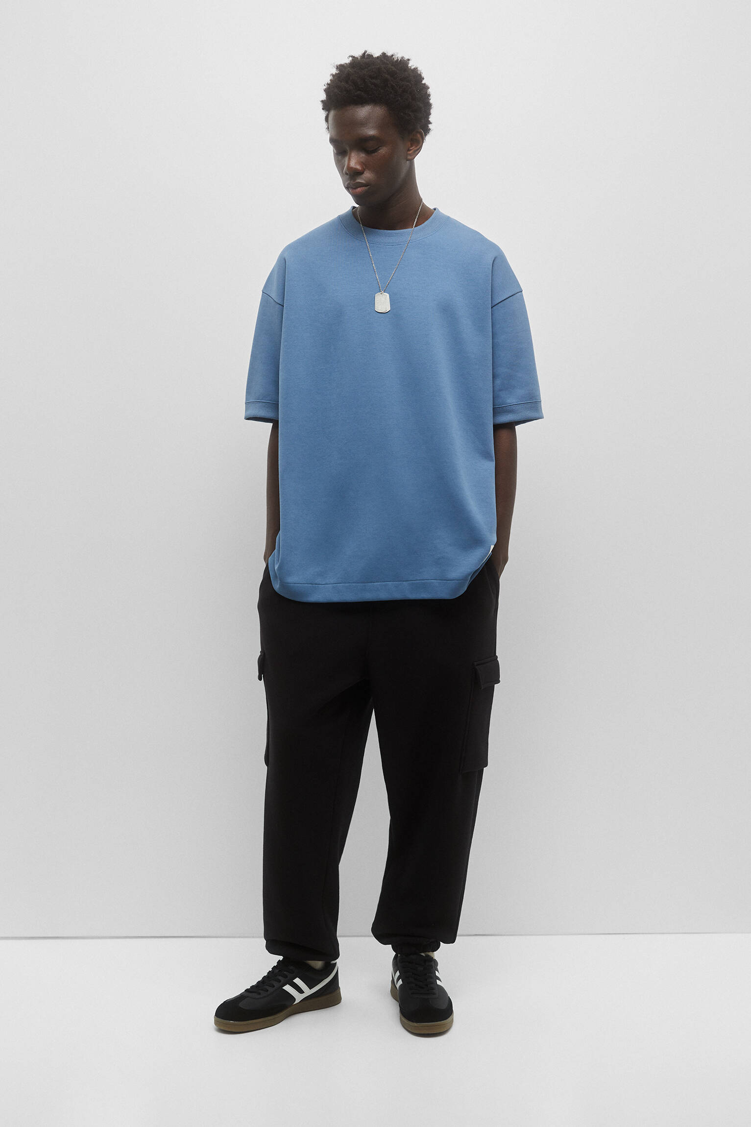 CAMISETA DE MOLETOM INTERLOCK - AZUL CLARO
