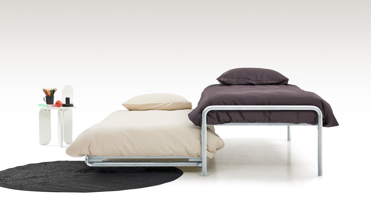 Bed met onderschuifbed Doppia grijs