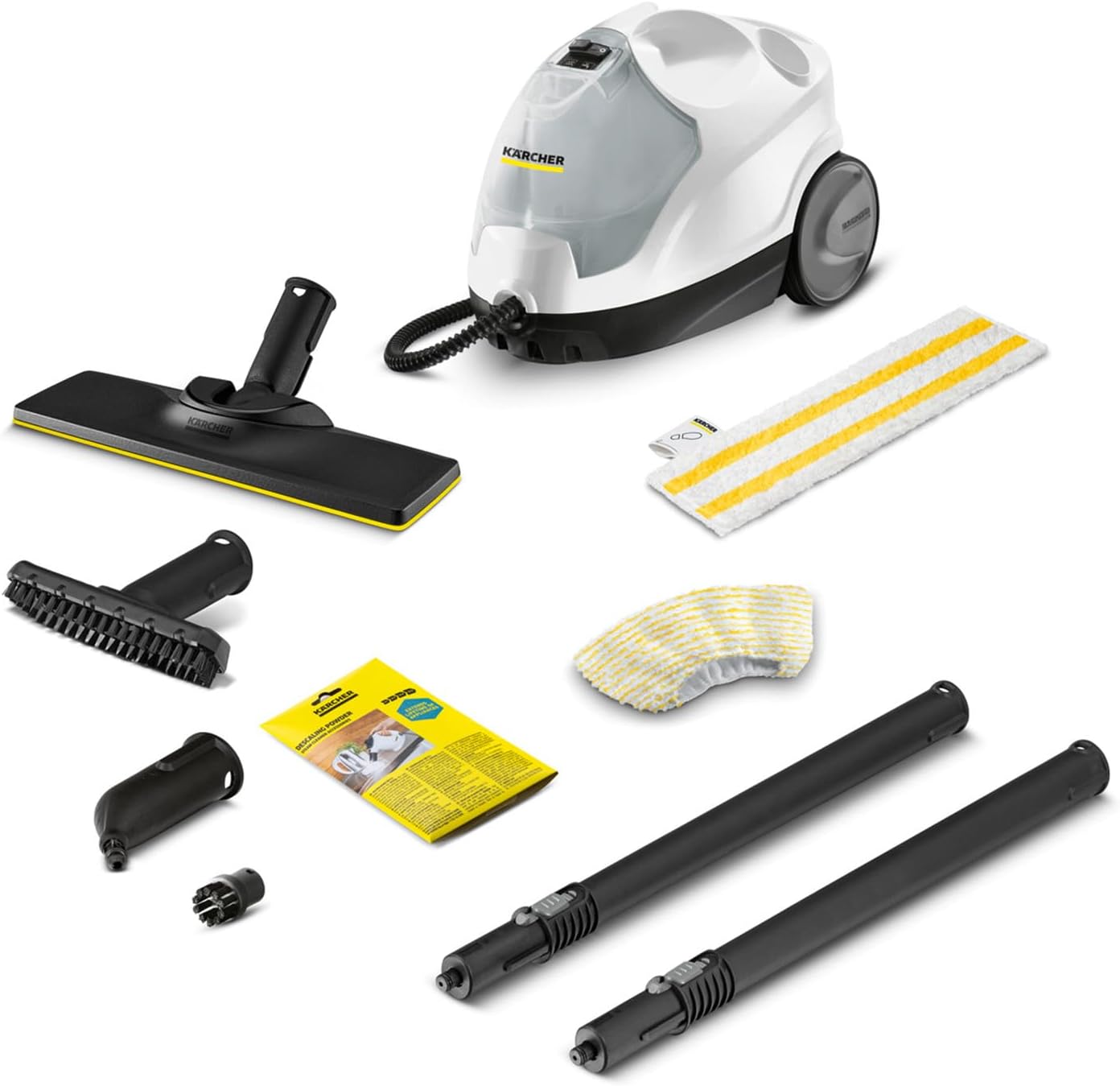 Kärcher Dampfreiniger SC 4 EasyFix, Dampfdruck: 3,5 bar, Aufheizzeit: 4 min., Leistung: 2.000 W, Flächenleistung: 100 m², 2-Tank-System: 0,5 l + 0,8 l, mit Bodenreinigungsset EasyFix, Düsen und Bezüge