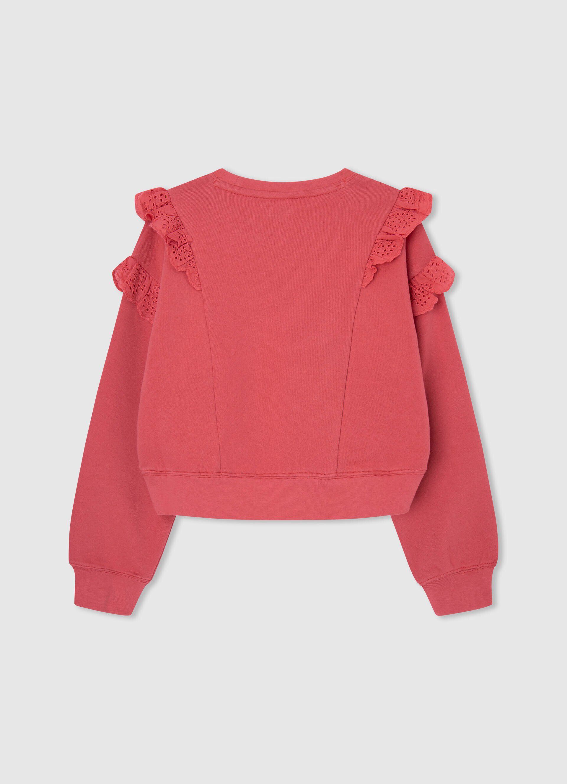 Blusa de moletom de algodão com babados - vermelho estúdio