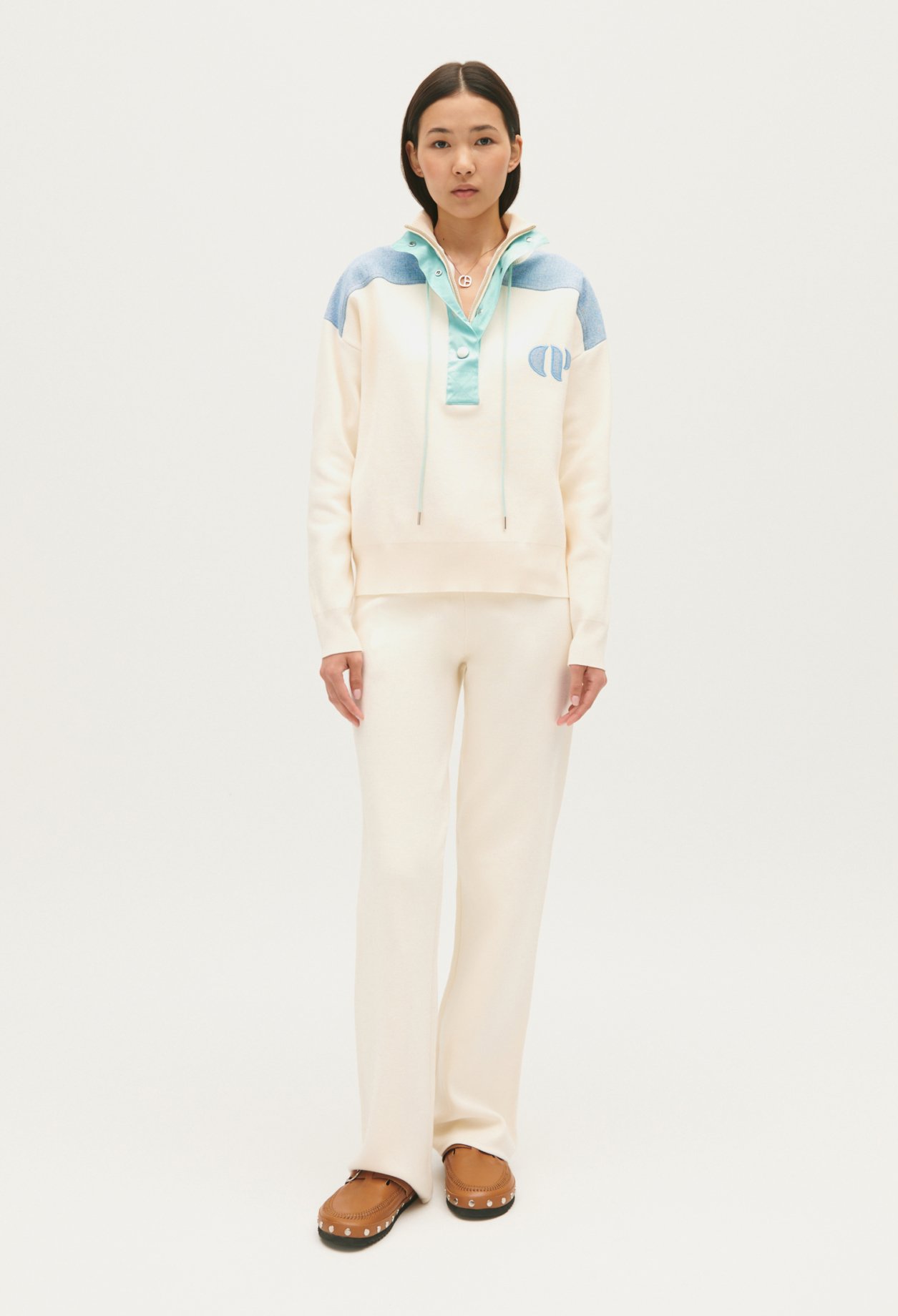 Sweatshirt Minimum col camionneur ecru