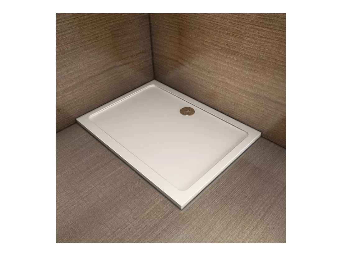 Receveur de douche blanc 80x70x3cm rectangulaire, Extra-plat, gel coat, bac à douche anti-dérapant Modèle Classique