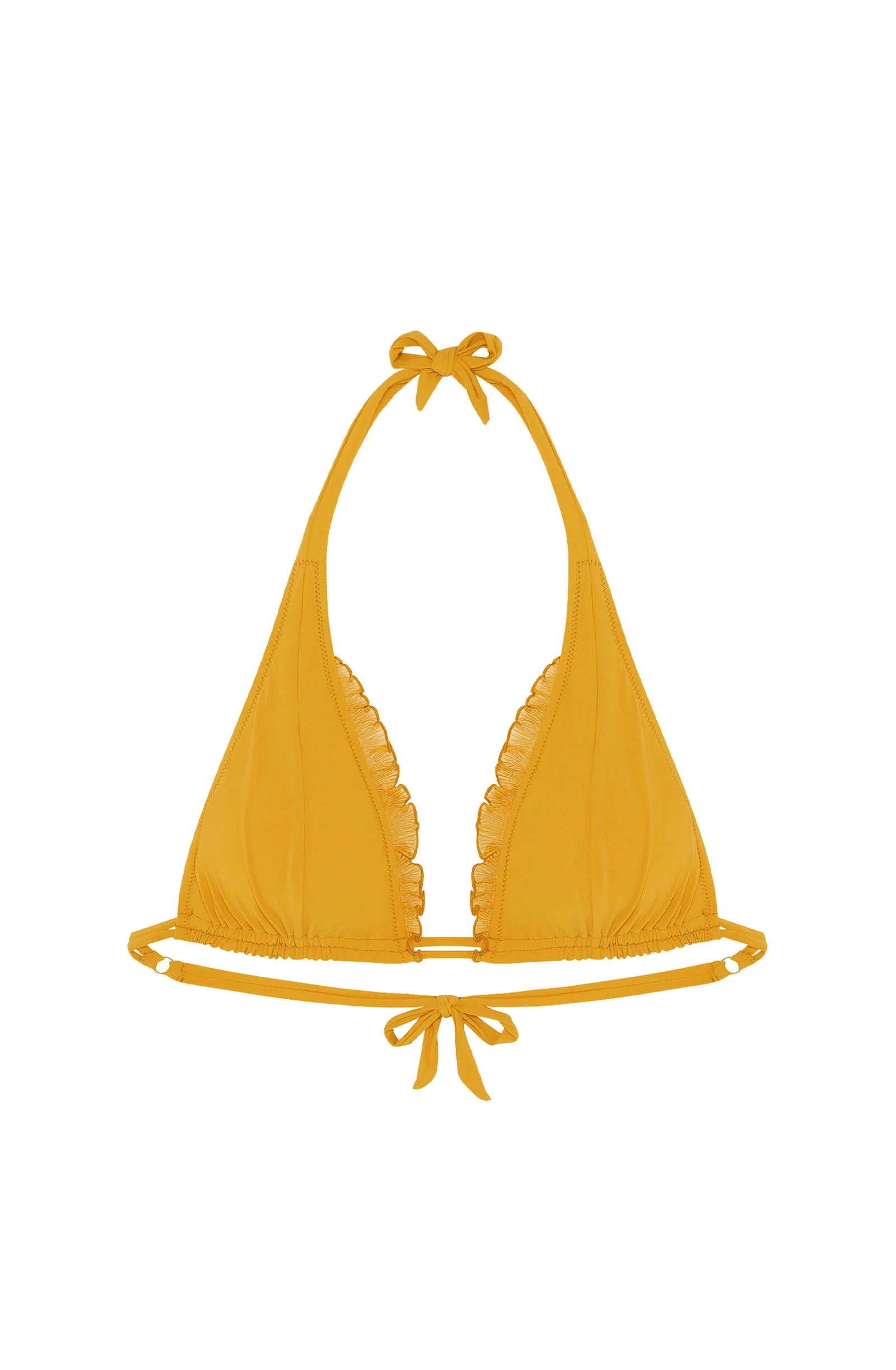 maelys Haut de maillot de bain triangle ocre à volants Ocre
