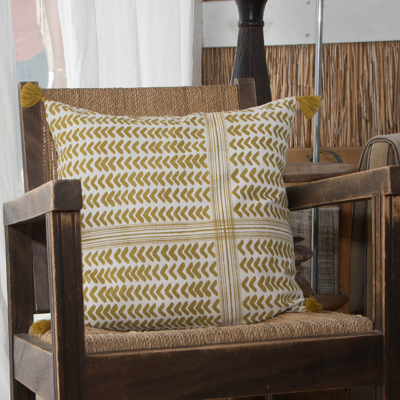 Febronie Housse de coussin Zanzibar jaune - 50x50 cm