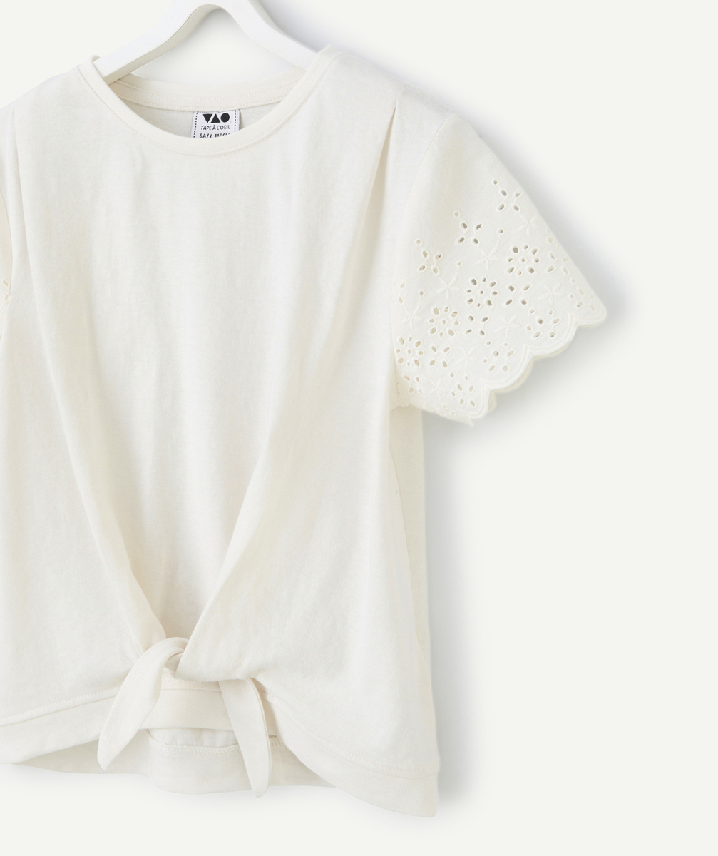 t-shirt manches courtes fille en coton bio blanc