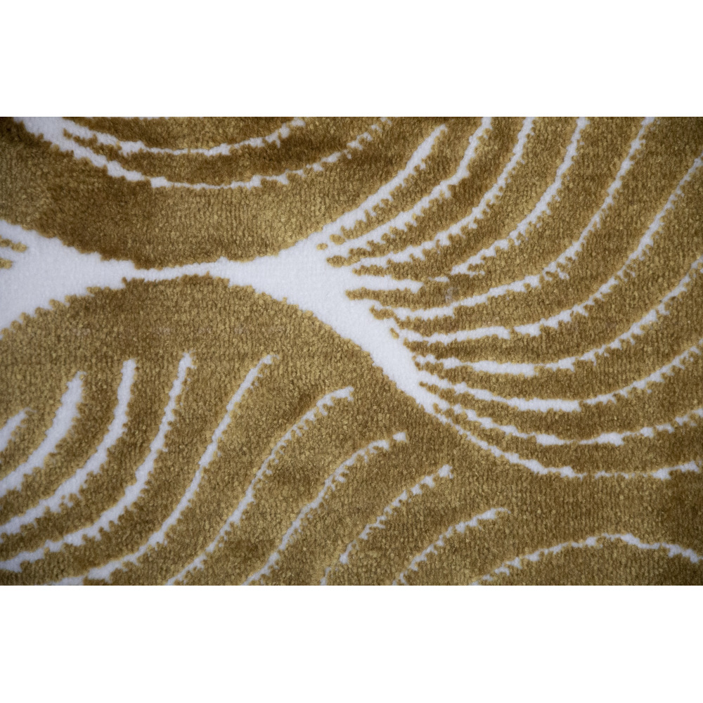 Tapis salon chambre poils doux motifs géométrique doré jaune ocre blanc 100x150cm- décoration- mobilier d'intérieur
