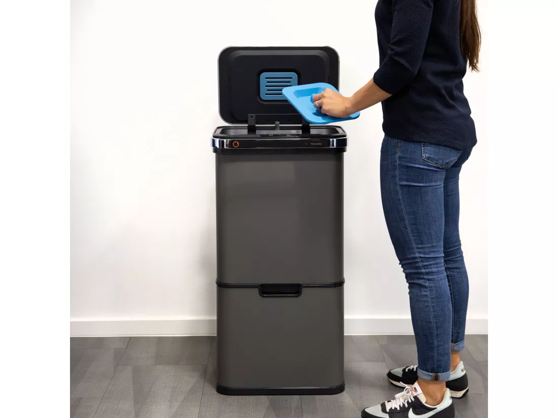 Poubelle à capteur 60L Fonction autonettoyante et filtre à charbon actif