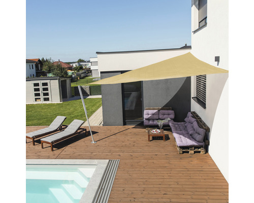 Capri driehoekige parasol, 4m, crèmewit