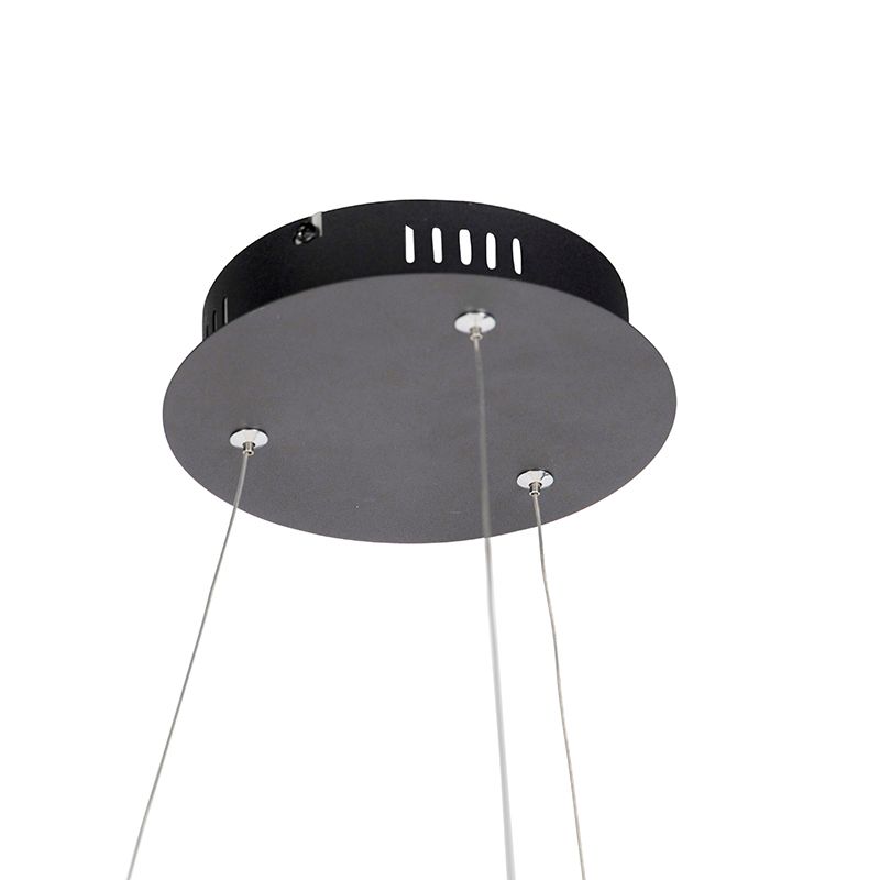 Design hanglamp zwart 60 cm incl. LED 3-staps dimbaar - Anello