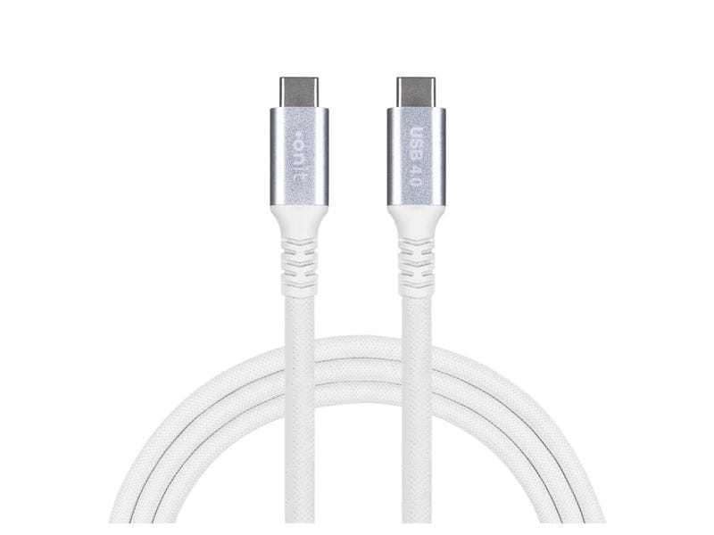 onit USB4-Kabel Pro USB C - USB C 2 m, Weiss Verbindungskabel mit geflochtener Nylonummantelung