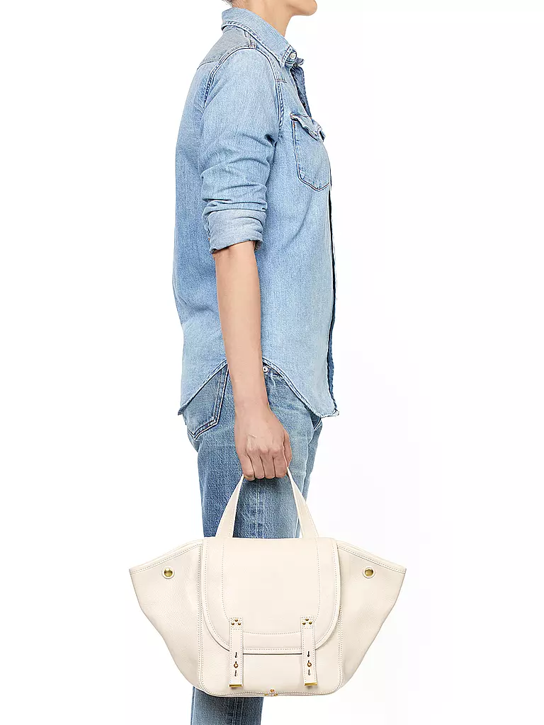 JEROME DREYFUSS Ledertasche - Henkeltasche STAN PANIER Medium creme