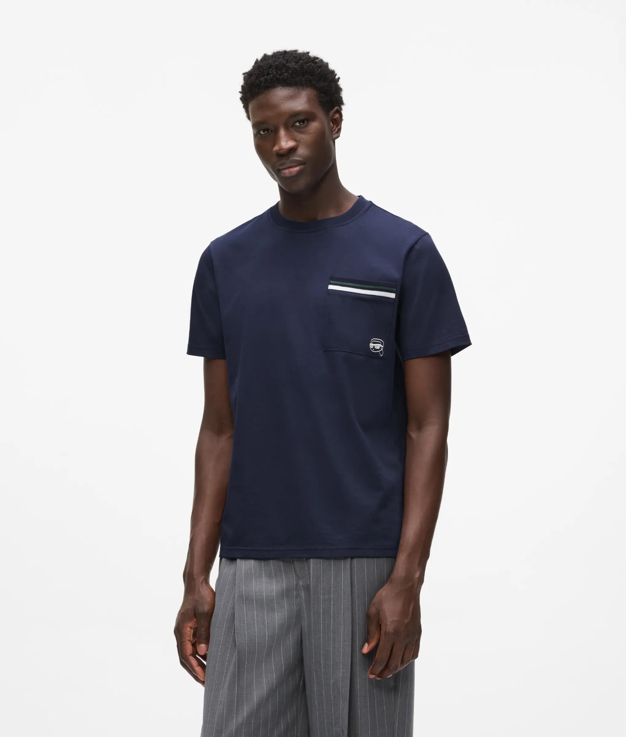 Ikon T-shirt met borstzak en streepjesopdruk