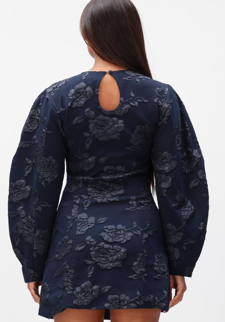 donkerblauwe rotate jurken jacquard mini dress