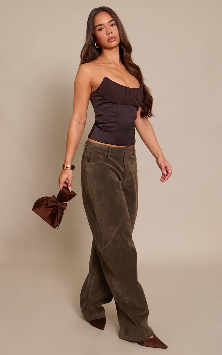 Dark Chocolate Corset Bustier Bandeau En Mousseline