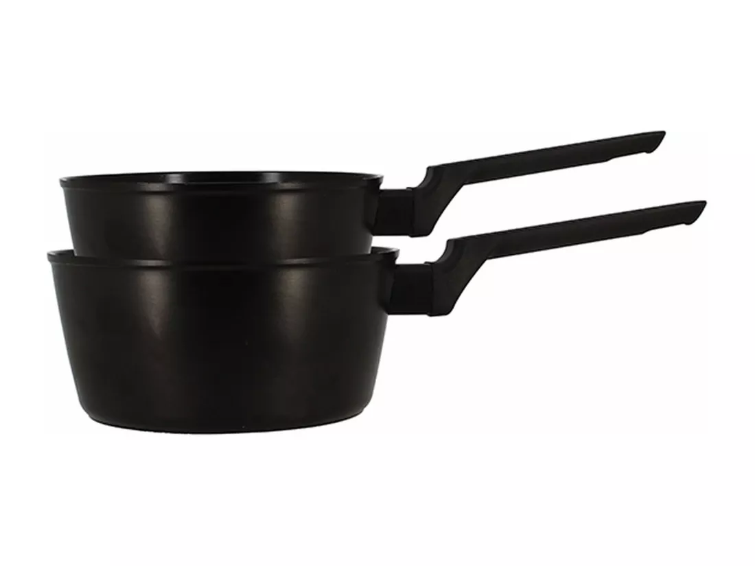 Menastyl - Lot 2 Casseroles 18 Et 20cm En Aluminium Noir Induction