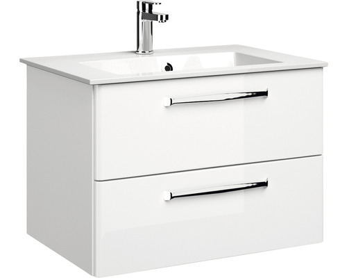 Pelipal Kumba badkamermeubelset, BxHxD 77 x 200 x 50 cm, hoogglans witte fronten met witte mineraalgietwastafel, 99.77012509