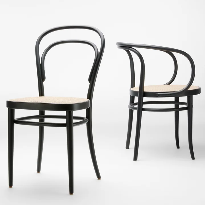 Thonet - 214 Bugholzstuhl, Rohrgeflecht mit Kunststoffstützgewebe / Buche natur (TP 17)