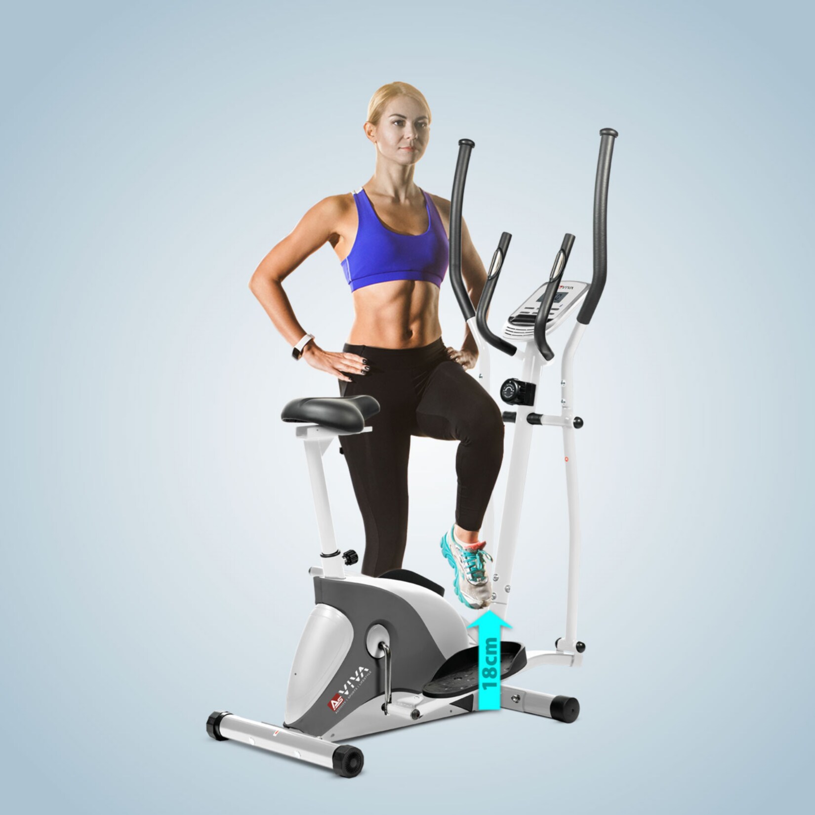 AsVIVA Crosstrainer & Heimtrainer C16 Bluetooth 2 in 1 Cardio white