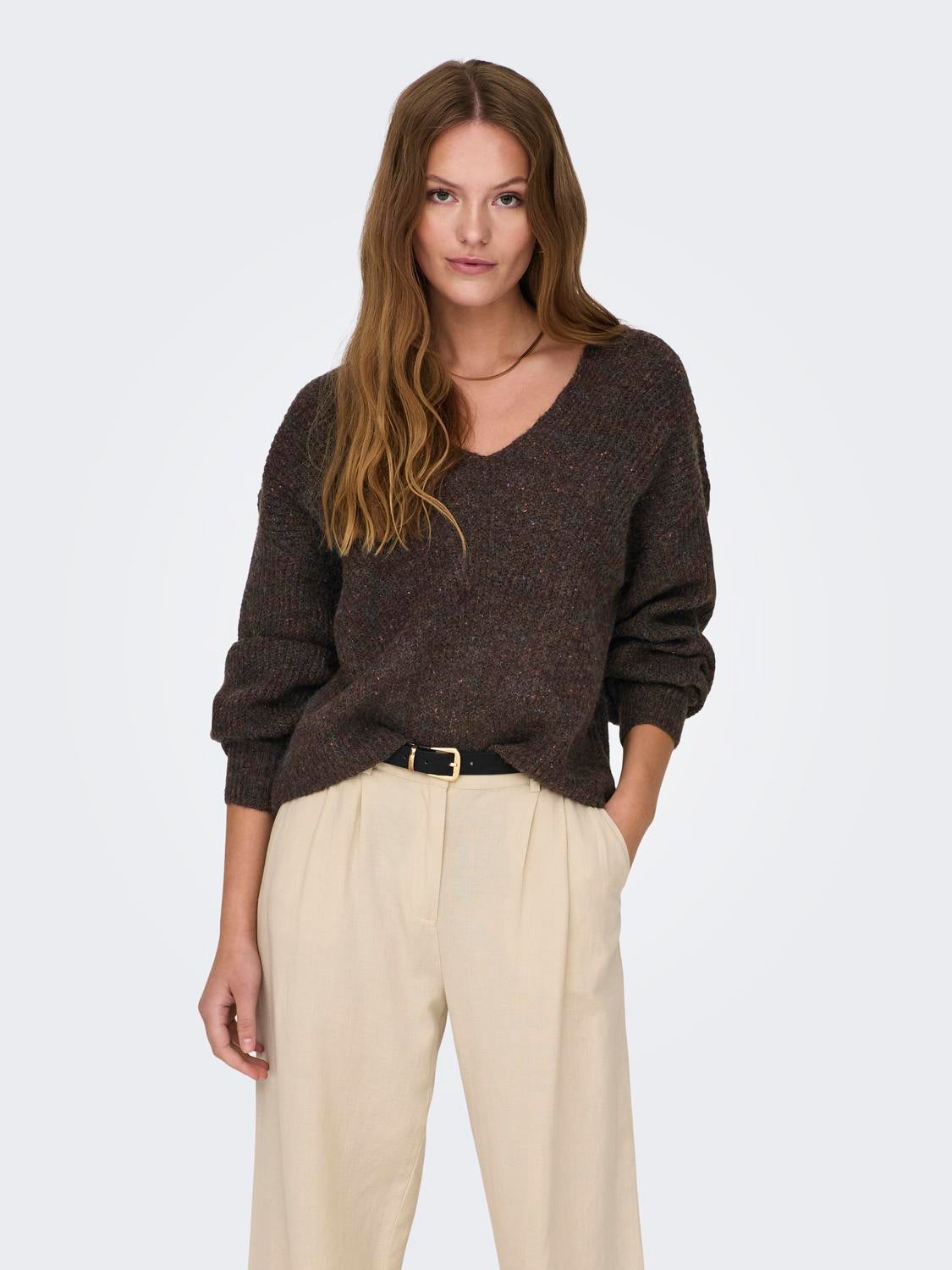 ONLVENEDA Strickpullover Chestnut
