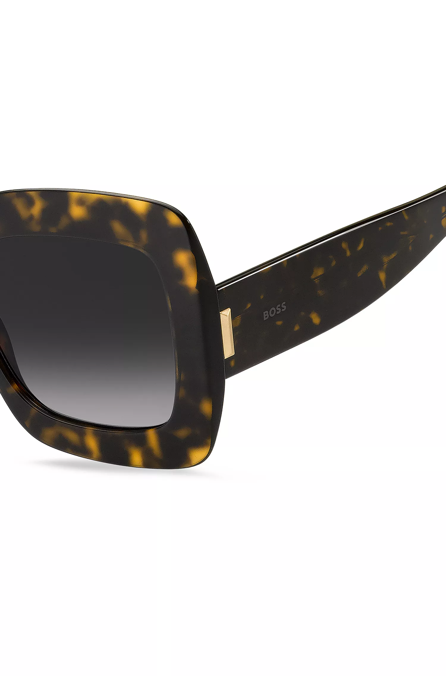 Óculos de sol BOSS em acetato preto Havana com detalhes exclusivos.