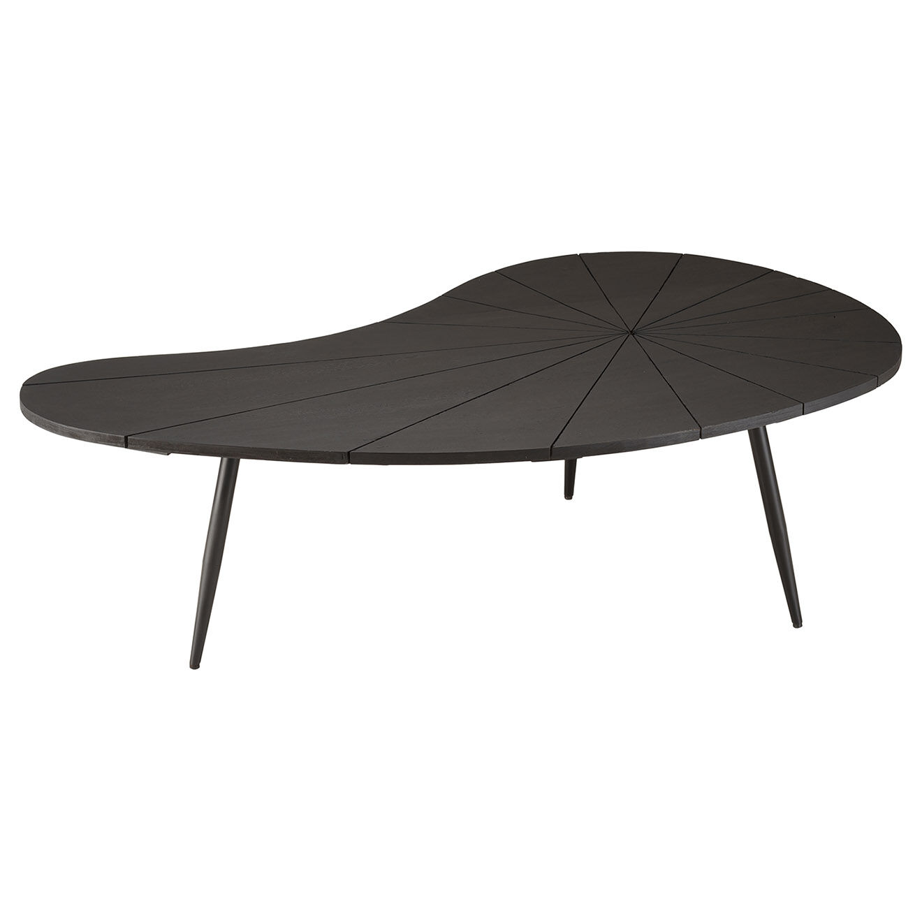Macabane Table basse ovoïde plateau texturé James noire - 122x73x37 cm