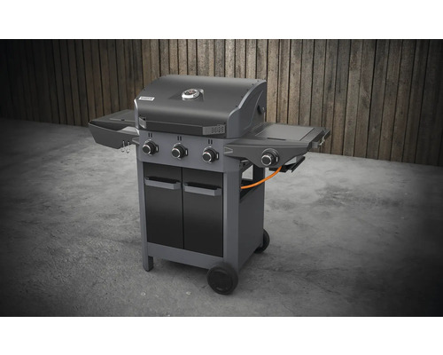 Tenneker® Carbon TG-3 U Gasgrill met 3 branders + zijbrander, gietijzeren rooster, zwart