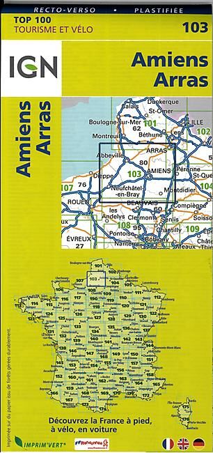 IGN - TOP 100 103 AMIENS ARRAS PLASTIFIEE