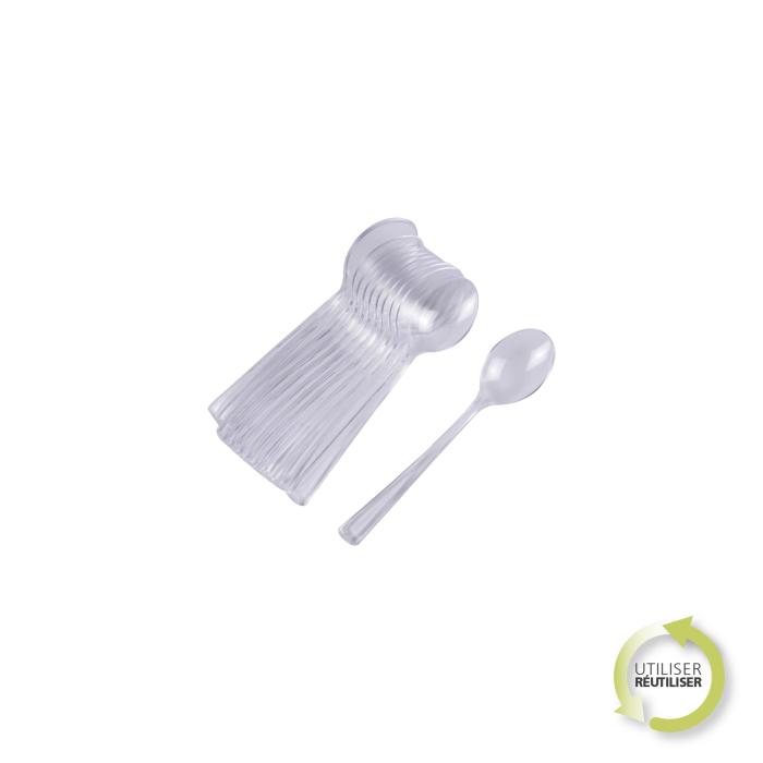 SET 12 PETITES CUILLERES REUTILISABLES TRANSPARENT H.13CM