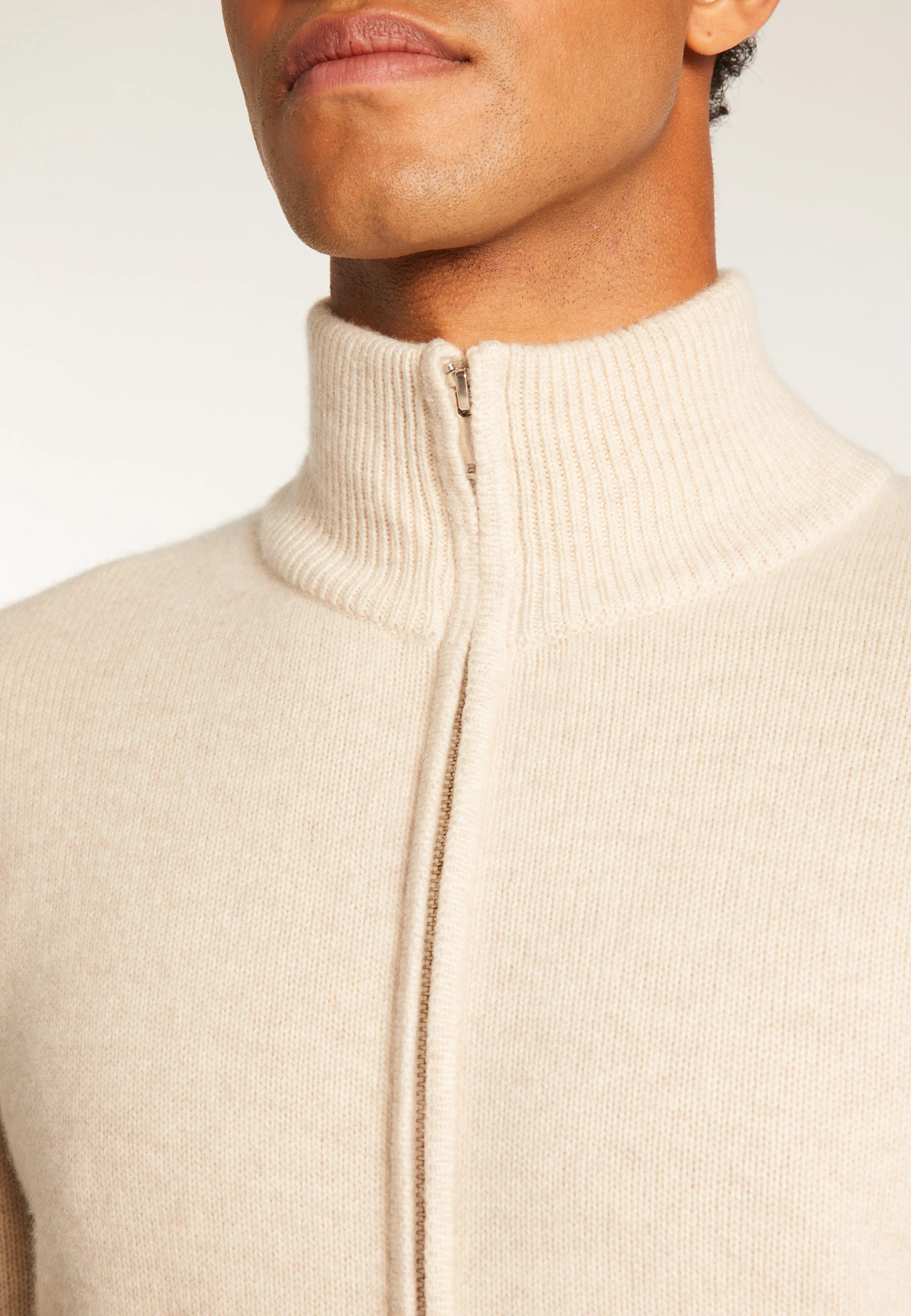 ELYSÉE DUO - Gilet zippé en cachemire 6 fils | Beige