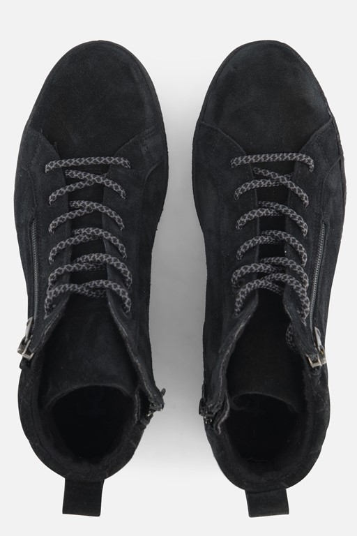 Feyn Marina Enkellaarsjes zwart Suede
