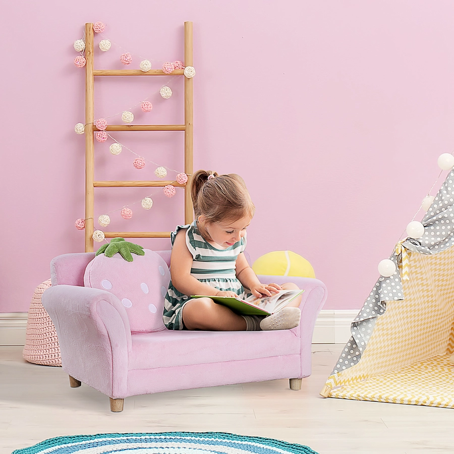 HOMCOM Kinder Erdbeersofa rosa, grün