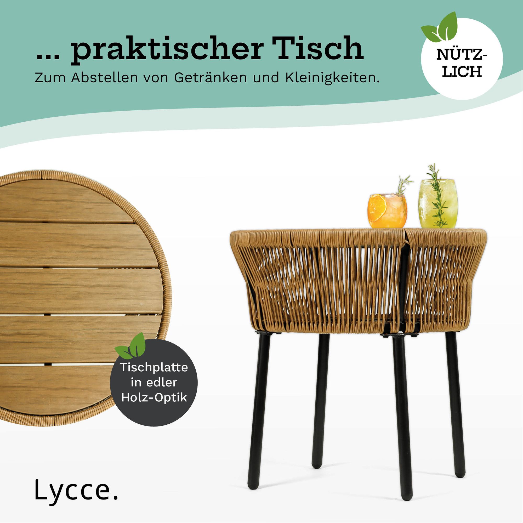 Gartenmöbel Set ROCK-IT Balkonmöbel Set 3 teilig aus Polyrattan