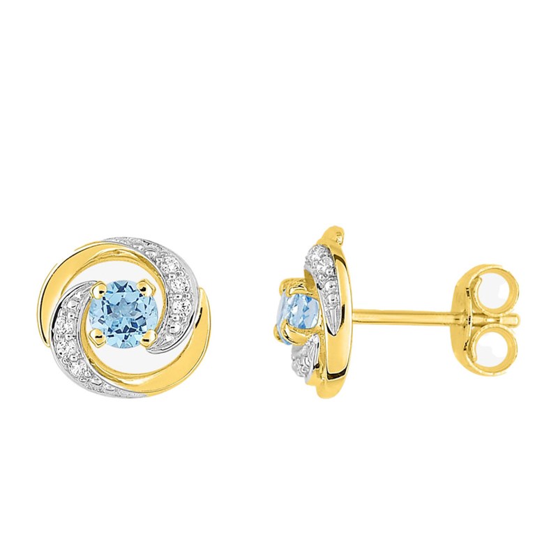 Boucles d'oreilles femme - topaze - Or 9 Carats