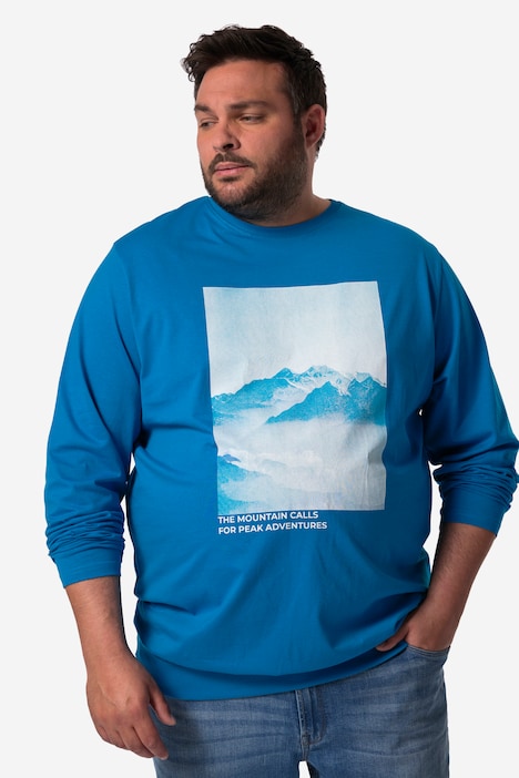 Men+ T-Shirt, Langarm, Bauchfit, Druck vorne, bis 8 XL