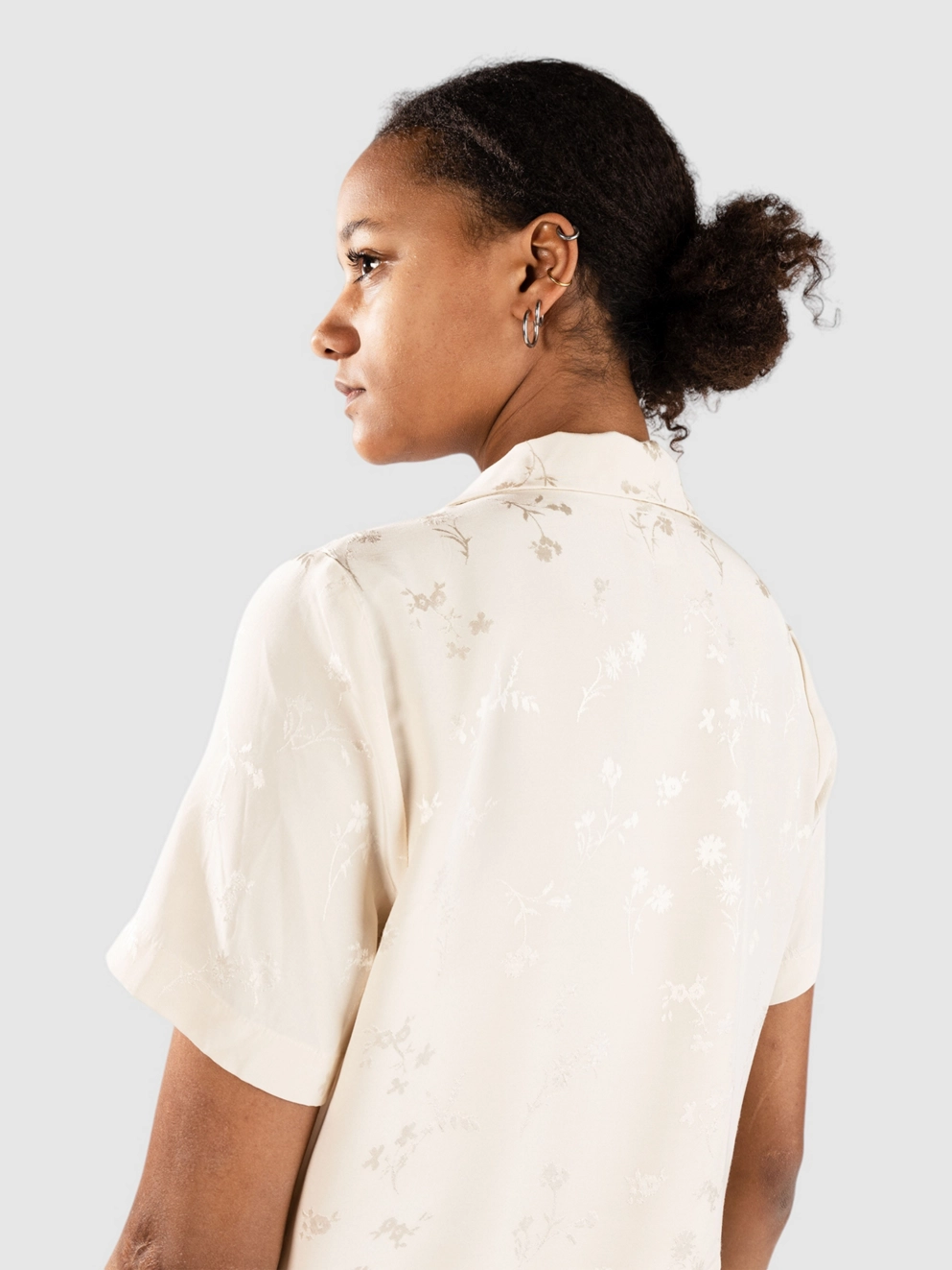Brixton Silky Jacquard Button Down Shirt whitecap floral jacquard