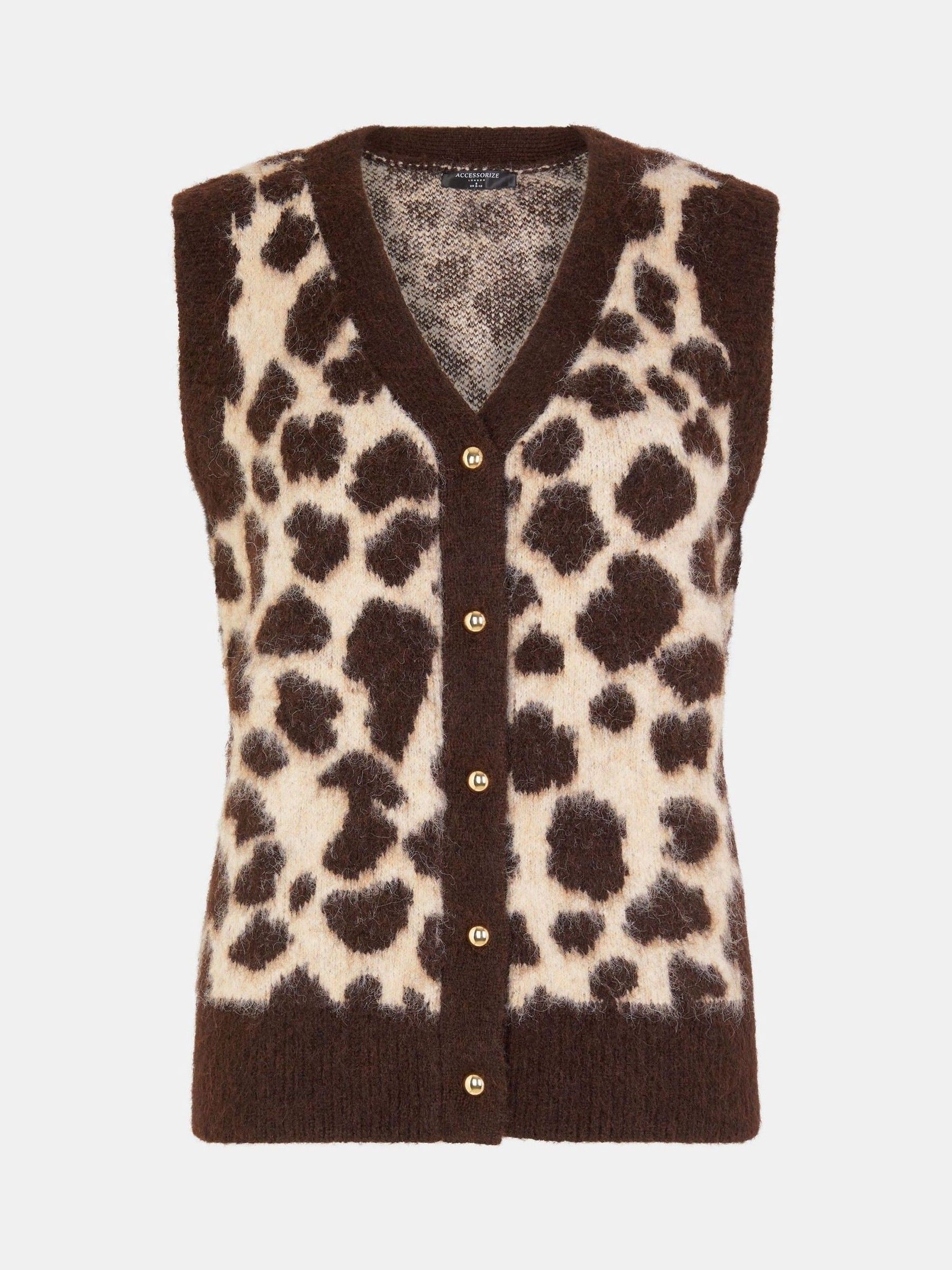 Accessorize Leopard Print Brushed Knit Vest