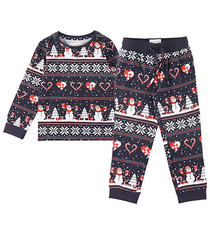 Jule-Sweaters Natt?j - Julehjerte Pyjamas - Navy