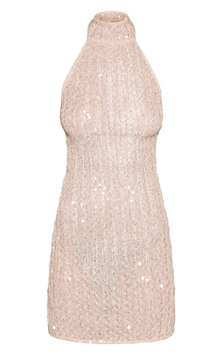 Nude Robe Mini À Col Halter Ornée De Sequins