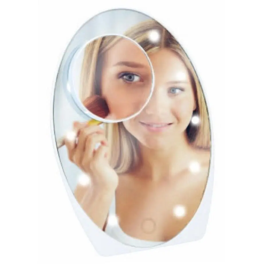 LED make-up spiegel - vergrootglas/zuignap - 15 x 21 cm - 5x zoom