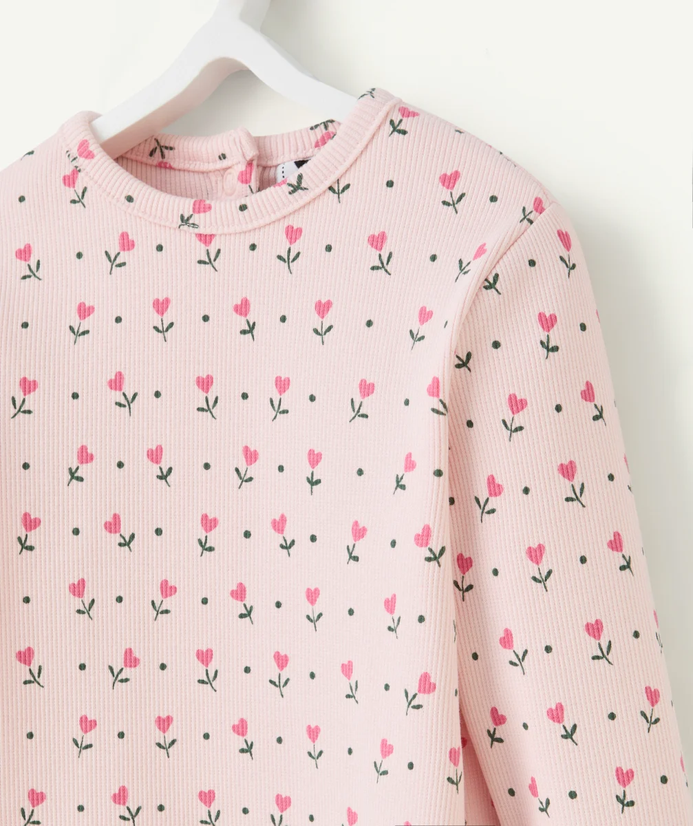 t-shirt manches longues bébé fille en coton bio imprimé à fleurs
