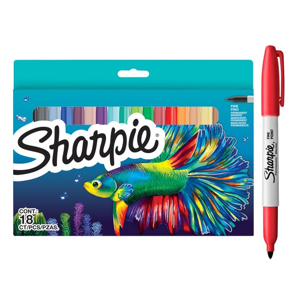 Sharpie - Permanent Tucher Fine BTS Assorteret Farver 18-pak
