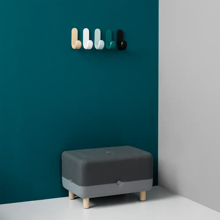 Normann Copenhagen - Curve Wandhaken Mini, matt schwarz (2er-Set)